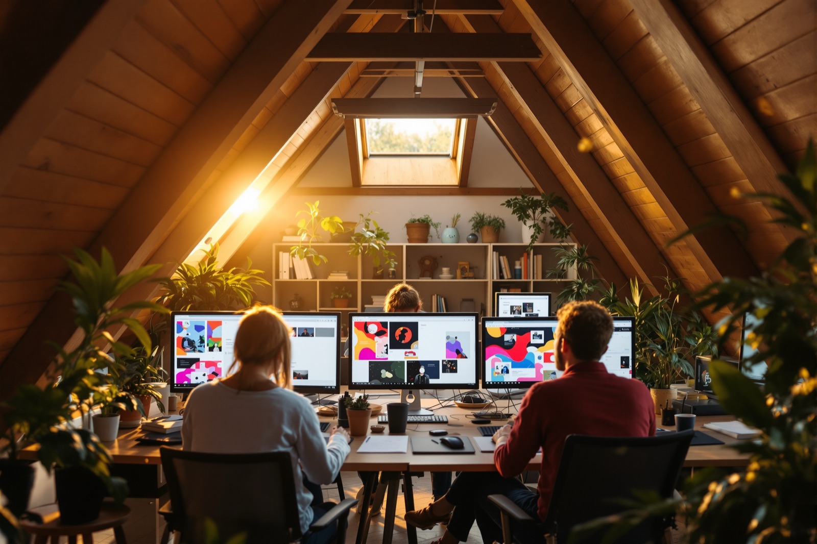 The small PSD Loft team at work in their converted loft studio